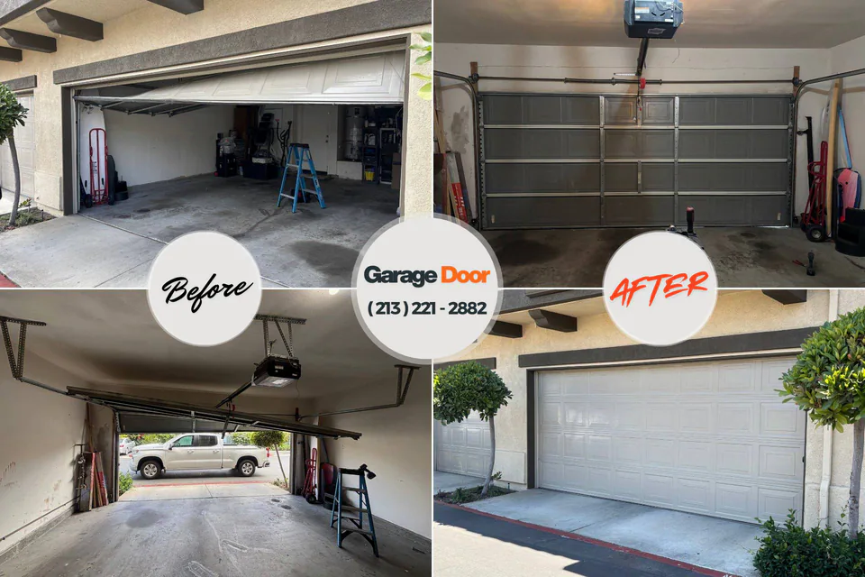 Before and after: garage door repair Old Greenwich, CT